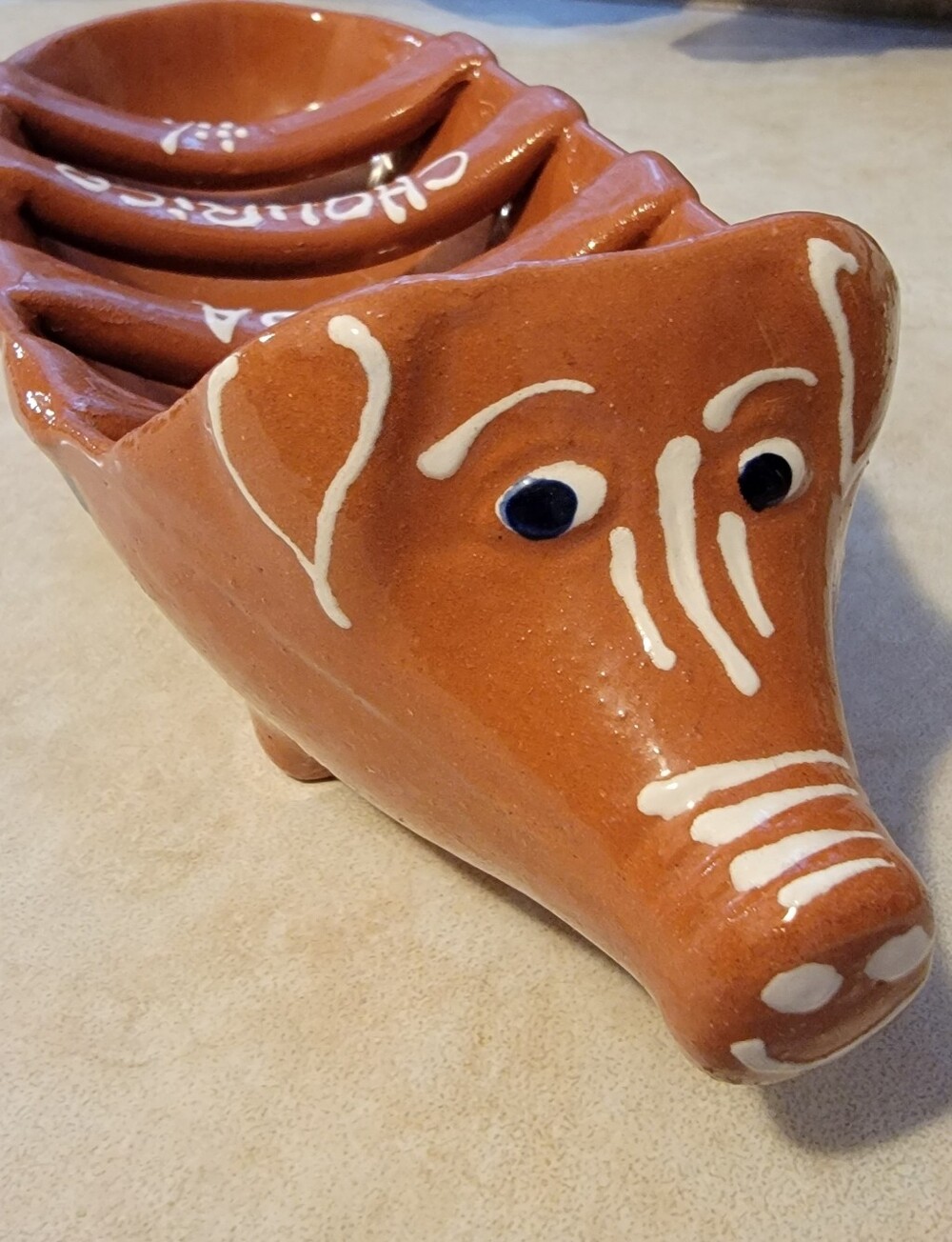 Pig-Shaped Terracotta Tabletop Sausage Grill "Assa Chourico" Made in Portugal